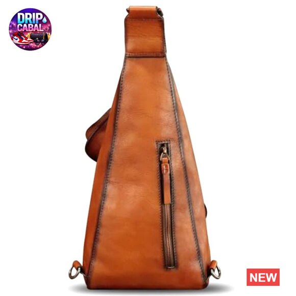 Genuine Leather Sling Backpack Crossbody Daypack Adjustable Strap main image 6